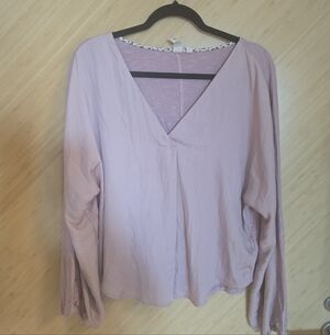 Anthropologie Dolan Left Coast Mauve V-Neck Balloon Sleeve Top - M